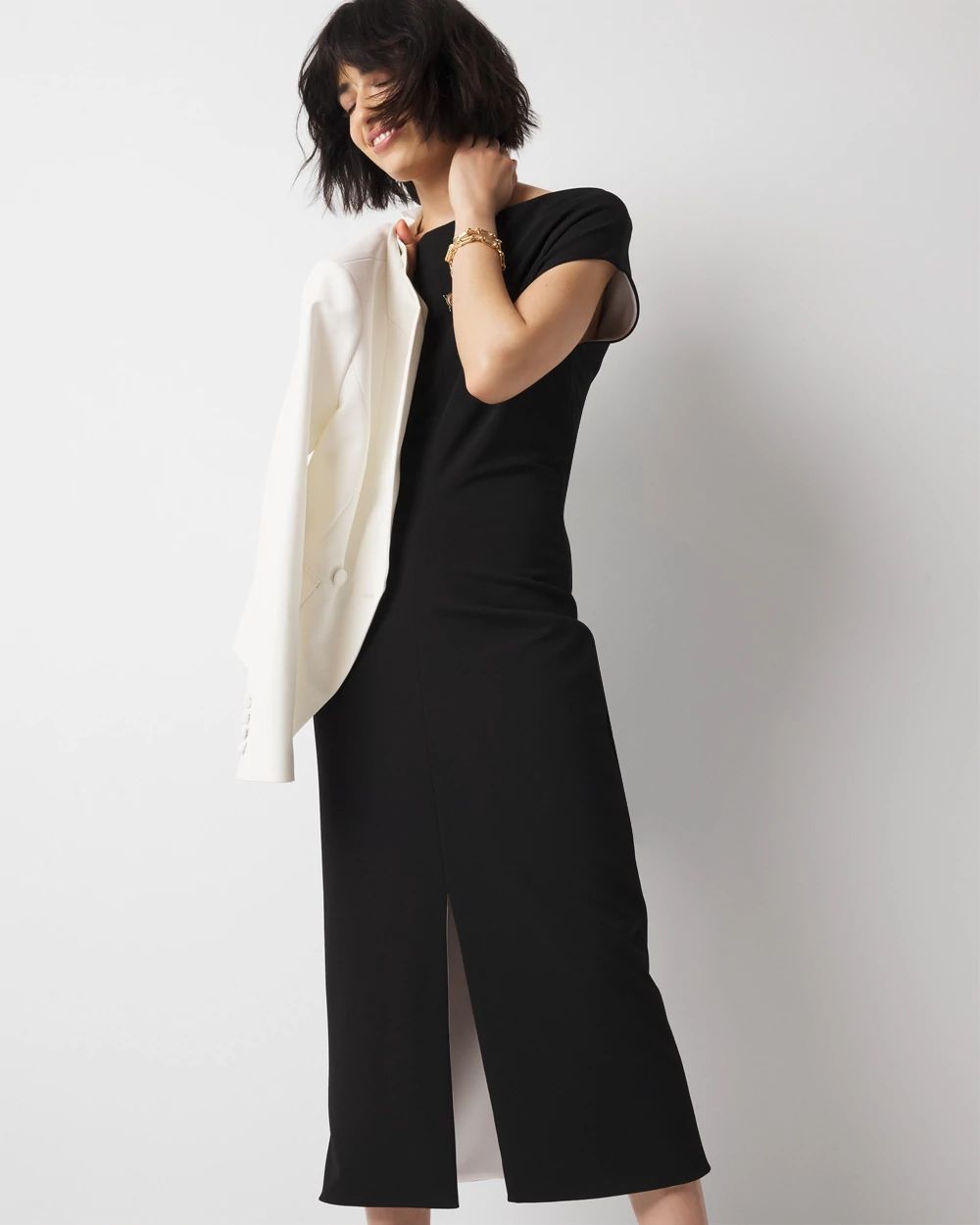 Off-The-Shoulder Midi Dress | White House Black Market